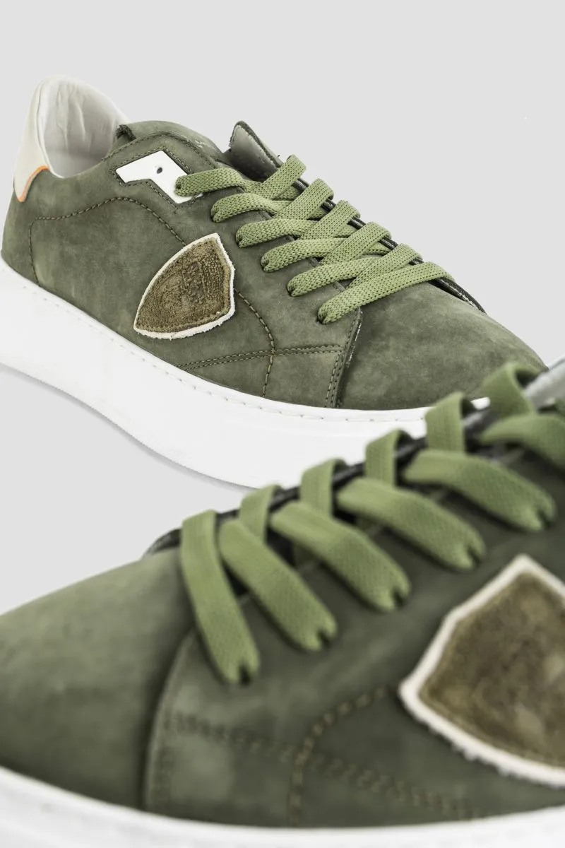 Basket TEMPLE en nubuck vert