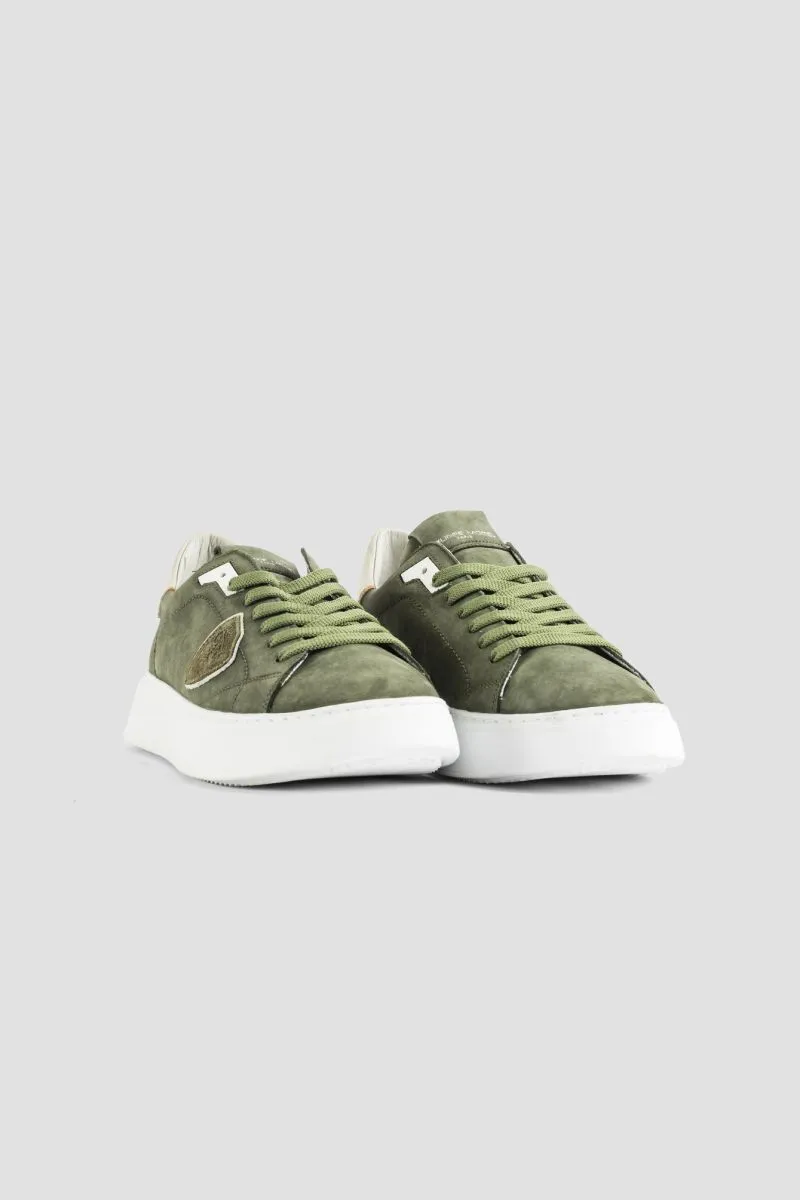 Basket TEMPLE en nubuck vert