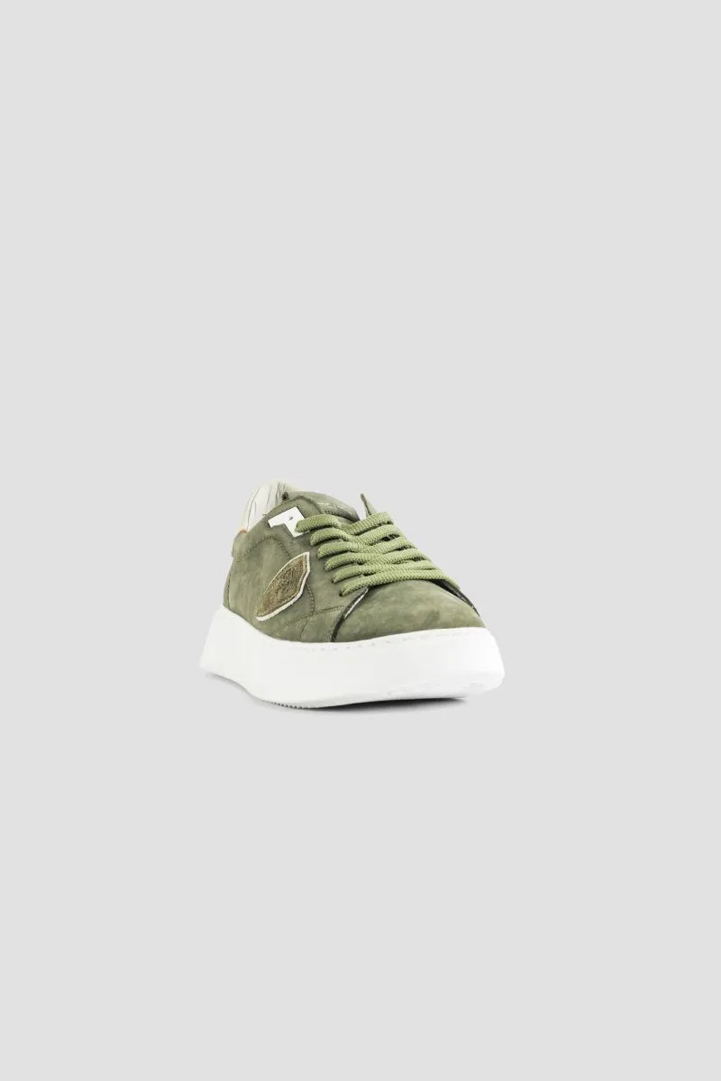 Basket TEMPLE en nubuck vert