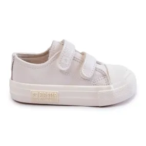 Baskets En Cuir Pour Enfants Avec Velcro Big Star KK374091 Blanc blanche