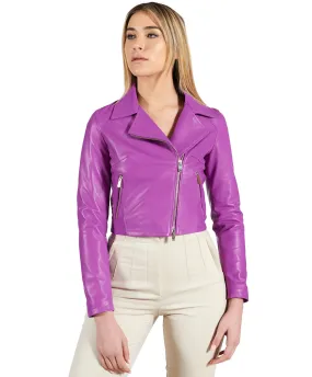 Blouson en cuir femme veste courte cuir motard court cuir Alice