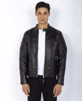 Blouson motard, cuir de vachette