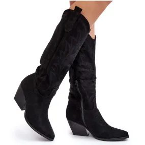 Bottes de cowboy pour femmes sur un talon haut noir Sloana le noir