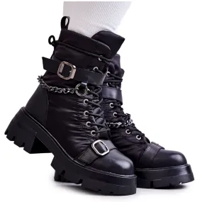 Bottes de Neige Femme Avec Chaîne GOE KK2N4018 Noir le noir