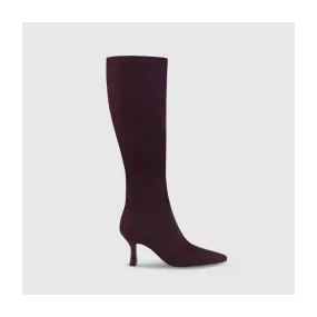 Bottes hautes femme en tissu élastique violet | LODI Chaussures femme en ligne.