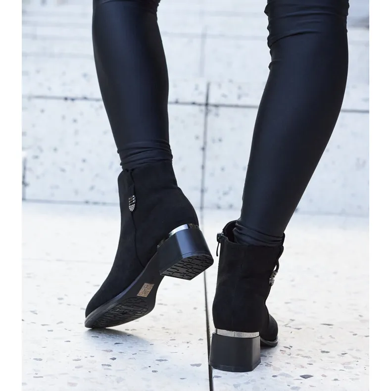 Bottines élégantes noires avec strass Bocconi le noir