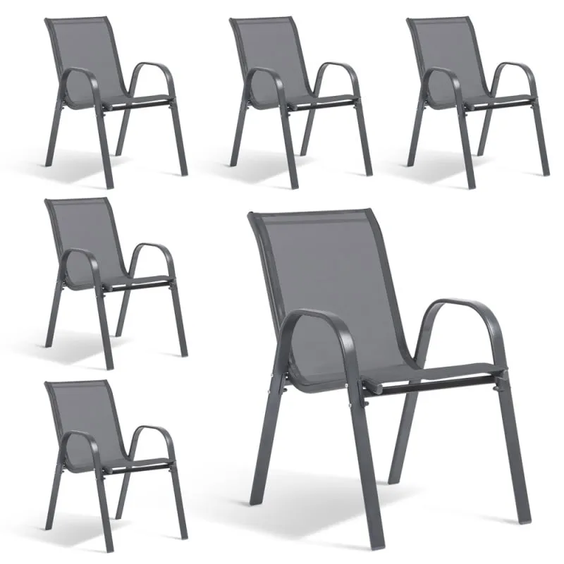 Chaises de jardin empilables textilène x6