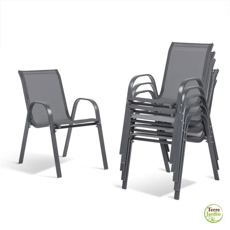 Chaises de jardin empilables textilène x6