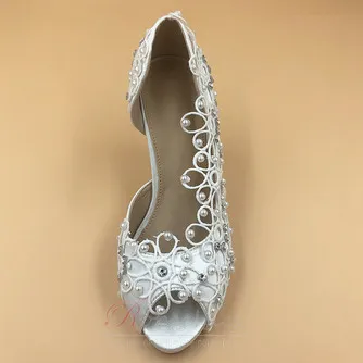 Chaussures de mariage en dentelle satinée avec strass chaussures de mariage stiletto chaussures de mariage à la main