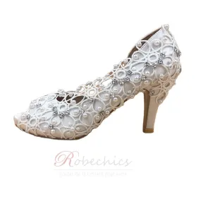 Chaussures de mariage en dentelle satinée avec strass chaussures de mariage stiletto chaussures de mariage à la main