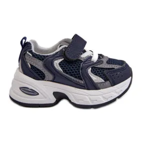 Chaussures de sport pour enfants, baskets avec velcro, bleu marine Rulagia