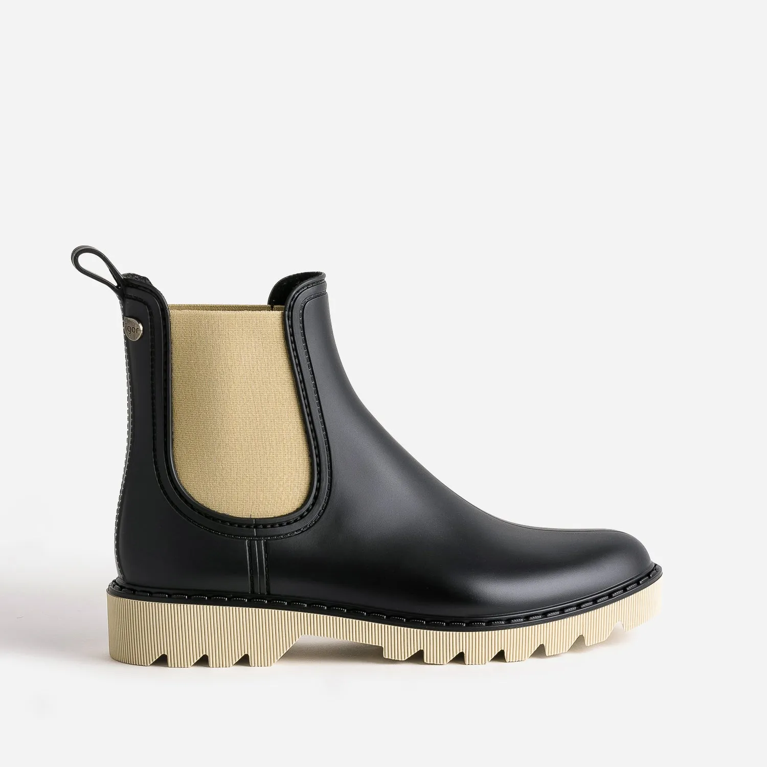 Chelsea boots de pluie IGOR noir et beige - Boots / bottines Femme | ERAM