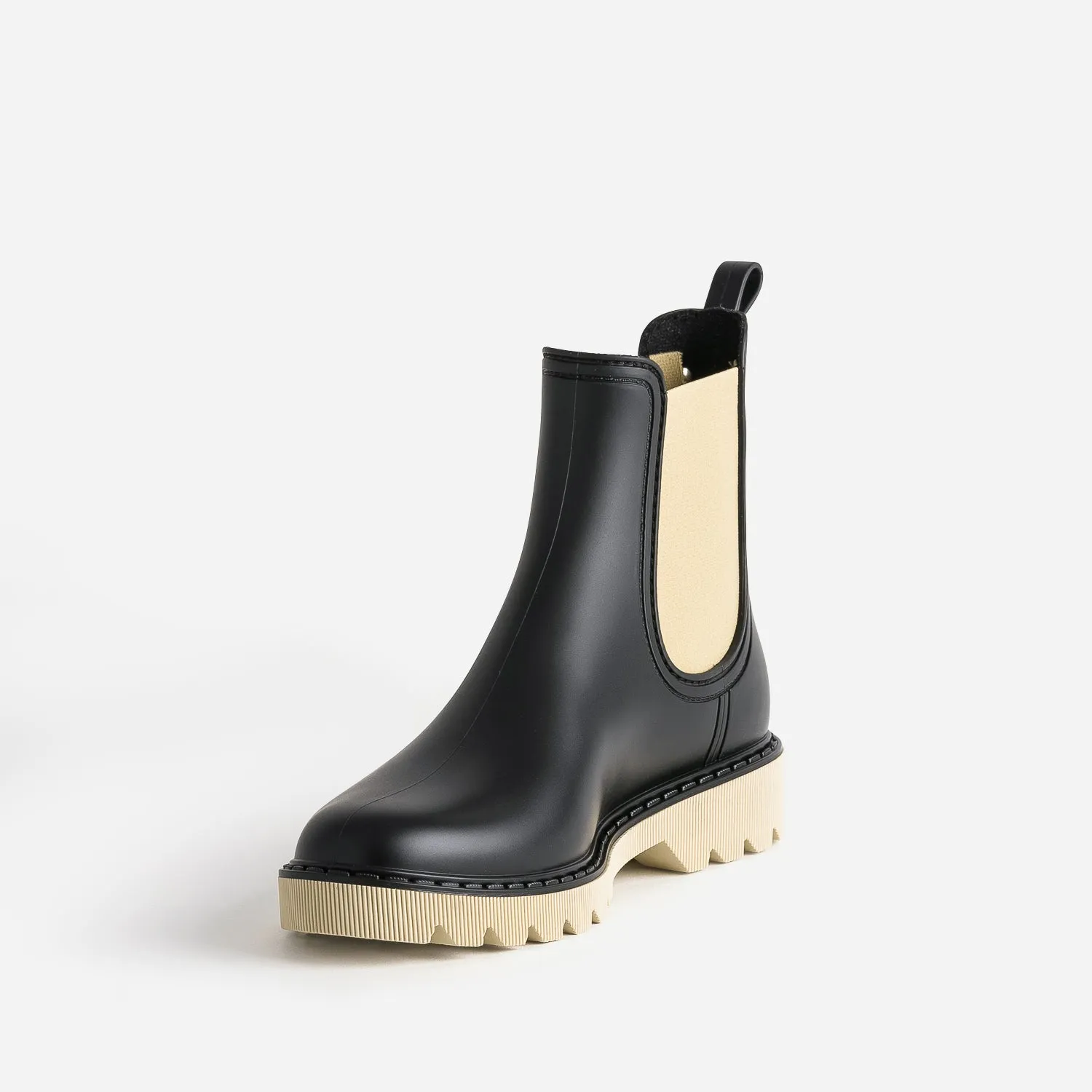 Chelsea boots de pluie IGOR noir et beige - Boots / bottines Femme | ERAM