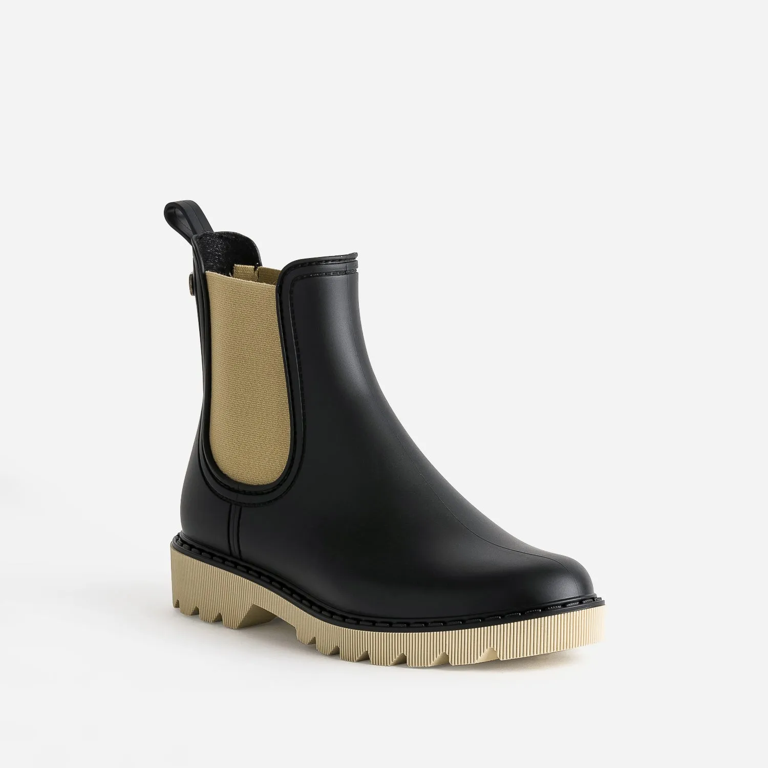 Chelsea boots de pluie IGOR noir et beige - Boots / bottines Femme | ERAM