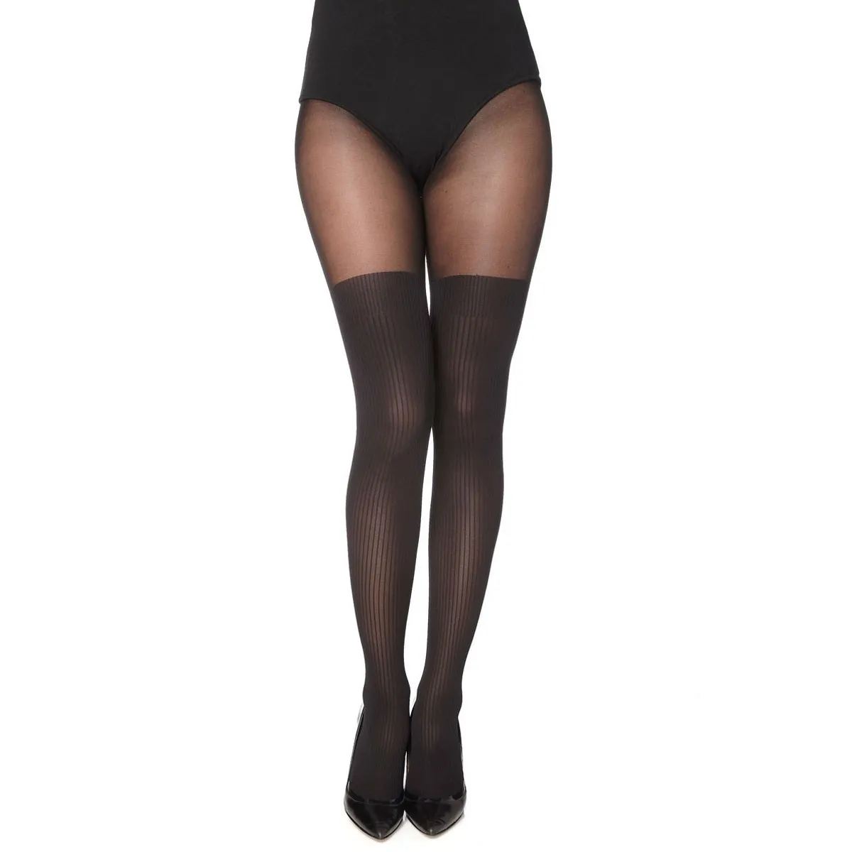 Collants fantaisie chaussettes hautes Rita noir de Gabriella