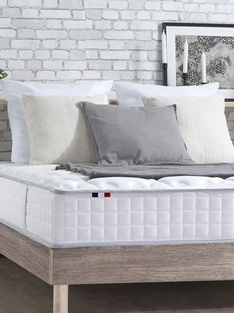 Ensemble Matelas Ressorts + Mémoire de forme ODYSSEE Sommier en Kit Couleur Chêne clair, - Marron clair