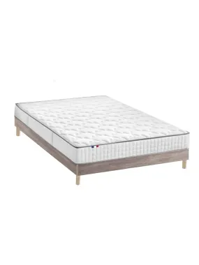 Ensemble Matelas Ressorts + Mémoire de forme ODYSSEE Sommier en Kit Couleur Chêne clair, - Marron clair