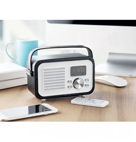 Haut-parleur Bluetooth radio avec mode mémoire doté d'une poignée 