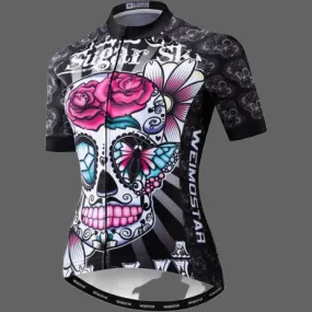 Maillot cycliste féminin crane fleuri