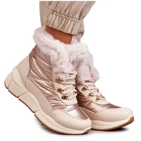 NEWS Bottes De Neige À Lacets Femme Beige Clair Anna