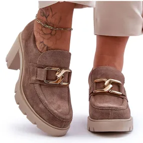 PL5 Chaussures élégantes sur un pilier avec une décoration dorée, beige Harmell