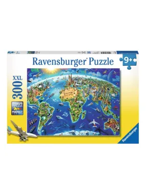 Puzzle 300 p xxl - carte des monuments du monde - N/A