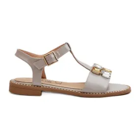 Sandales élégantes pour femmes avec détails décoratifs S.Barski KV27-030 Beige