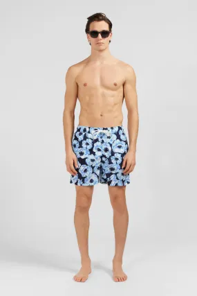 Short de bain bleu imprimé exclusif fleurs