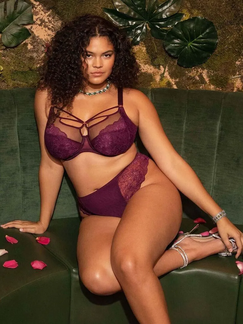 Soutien-gorge grande taille décolleté à lanières Brianna - Violet