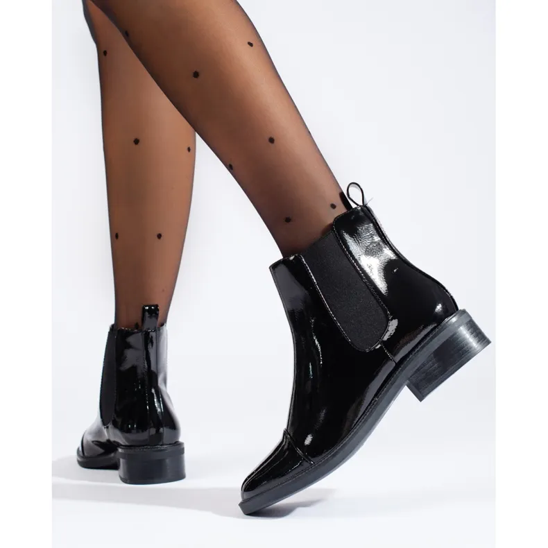 TRENDI Bottines Chelsea laquées élégantes le noir