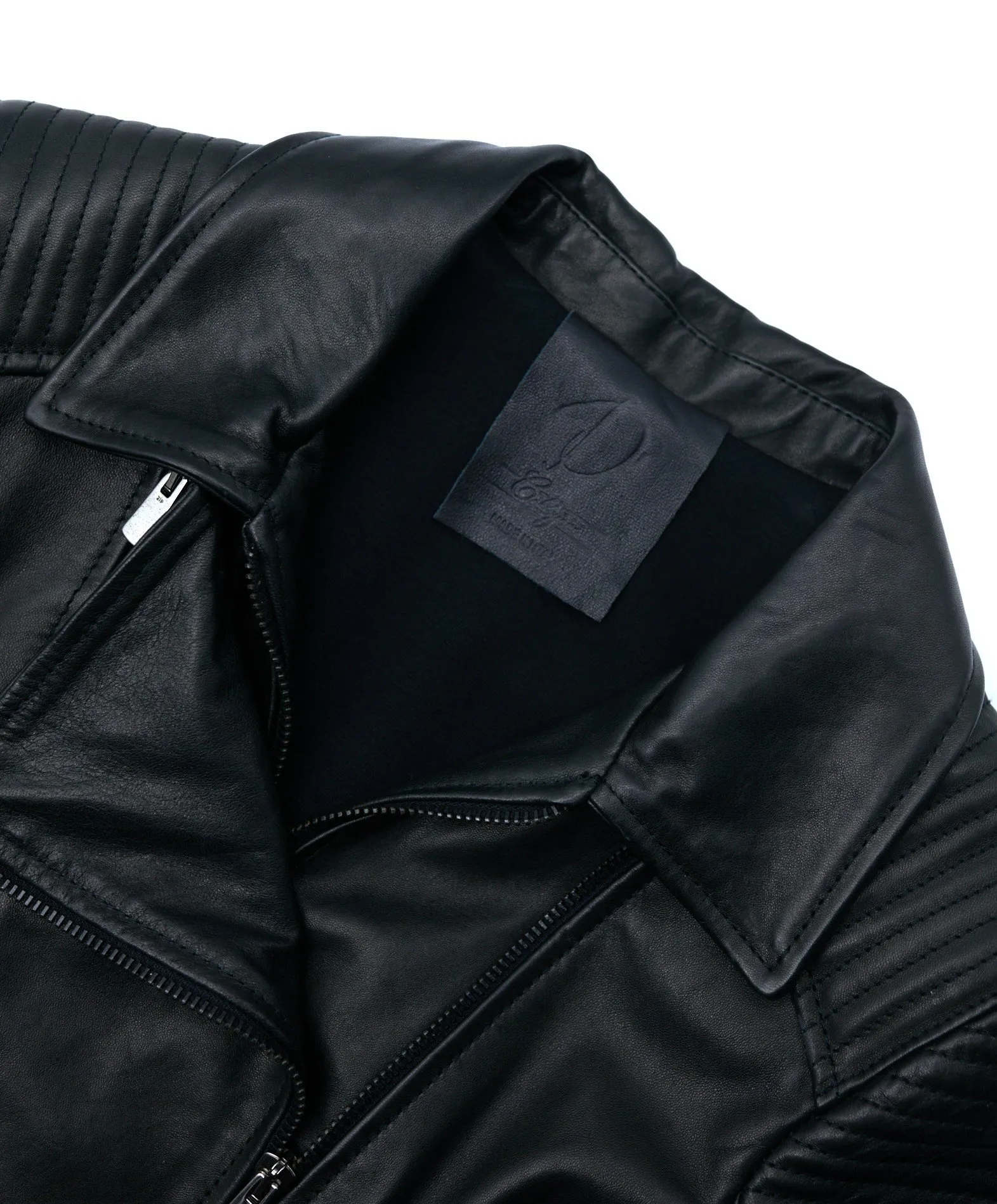 Veste en cuir femme style motard surpiqûres cuir plongé noir Maelle