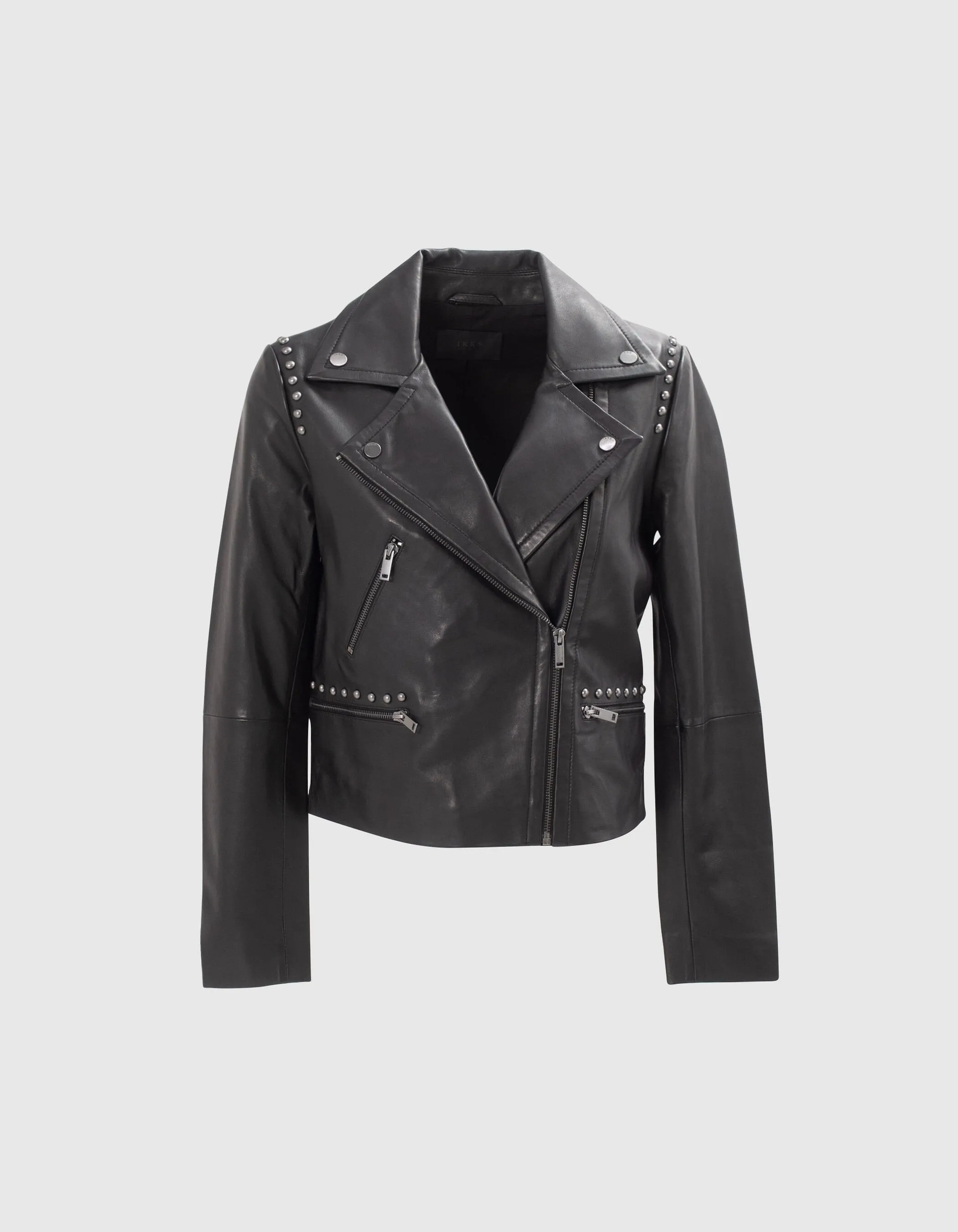 Veste en cuir noir cloutée esprit motard Femme