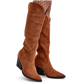 WJ2 Bottes de cowboy Delia en daim camel à la mode brun